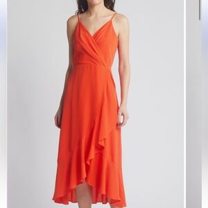Chelsea28 Vibrant Orange High Low Dress